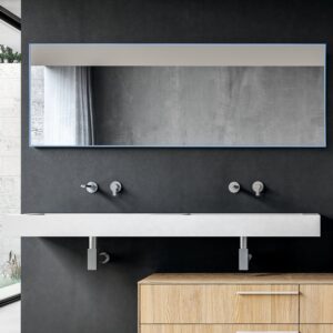 Gray Embossed Faux Wood Rectangular Mirror