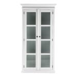 Classic White and Glass Double Door Storage Cabinet