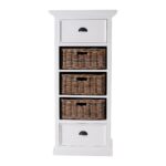 Classic White Storage Cabinet with Basket Set
