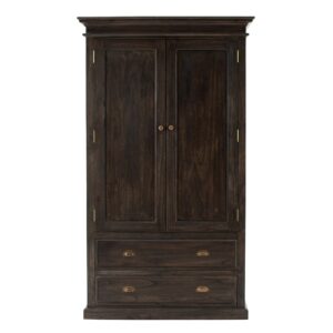 Black Iron Frame Cabinet with Mesh Doors and Drawers