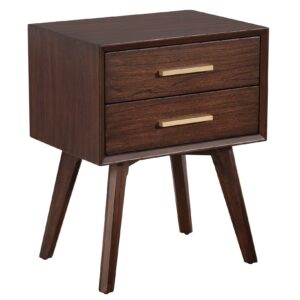 Natural Light Mocha Contemporary Nightstand with Two Drawers