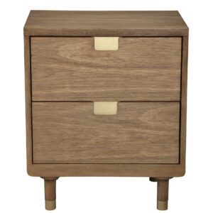 Natural Light Mocha Contemporary Nightstand with Two Drawers