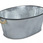 Farmhouse Silver Metal Bucket with Rope Handles