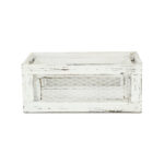 Set of Two Rustic Whitewash Chicken Wire Sides Wooden Crates