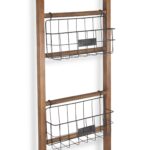 Natural Wood Storage Shelf with 5 Baskets