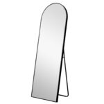 Narrow Black Arched Full Length Floor Mirror with Stand
