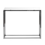 Geo Rectangle White Glass and Chrome Console Table