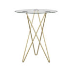 Geometric Clear Glass and Gold Round Table