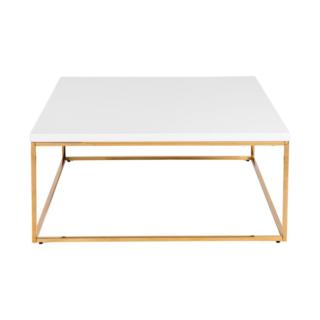White and Gold Square Coffee Table