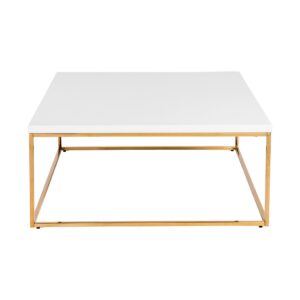 White and Chrome High Gloss Square Coffee Table