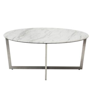 White and Chrome High Gloss Square Coffee Table