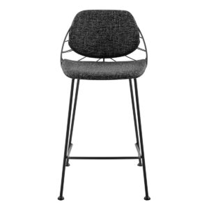 Set of Two Full Gray Faux Leather Counter Stools