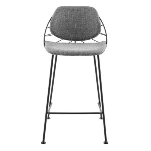 Set of Two Full Gray Faux Leather Counter Stools