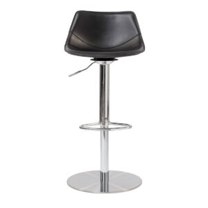 Cream Upholstered Black Base Adjustable Swivel Bar Stool