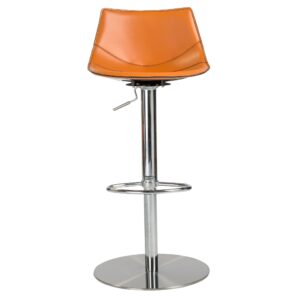 Cream Faux Leather Adjustable Modern Bar Stool
