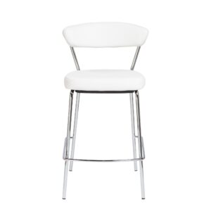 Set of Two Black and Chrome Scoop Counter Stools