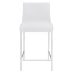 Set of Two White Leather and Steel Counter Stools