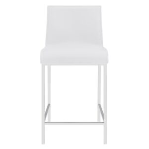 Set of Two Light Brown Faux Leather and Fabric Counter Stools