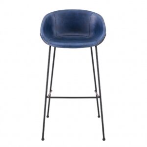 Set of Two Black and Chrome Scoop Counter Stools