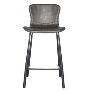 Set of Two Black and Chrome Scoop Counter Stools