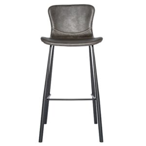 Set of Two Light Brown Faux Leather and Fabric Counter Stools