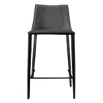 Rich Black Faux Leather Counter Stool