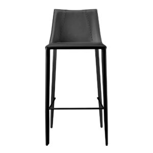 Gray Upholstered Black Base Adjustable Swivel Bar Stool