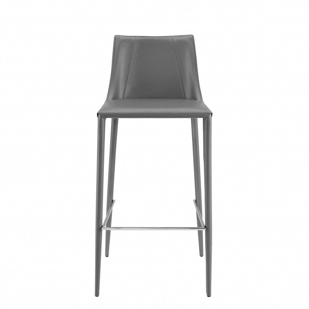 Rich Gray Faux Leather Bar Stool