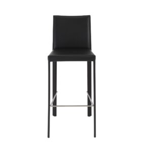 Set of Two Black and Chrome Scoop Counter Stools
