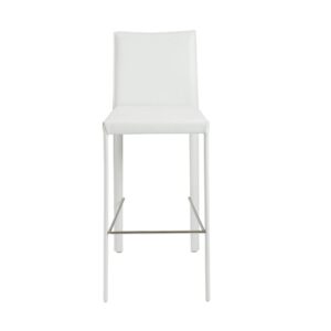 Set of Two Full Gray Faux Leather Counter Stools
