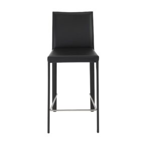 Set of Two Black and Chrome Scoop Counter Stools
