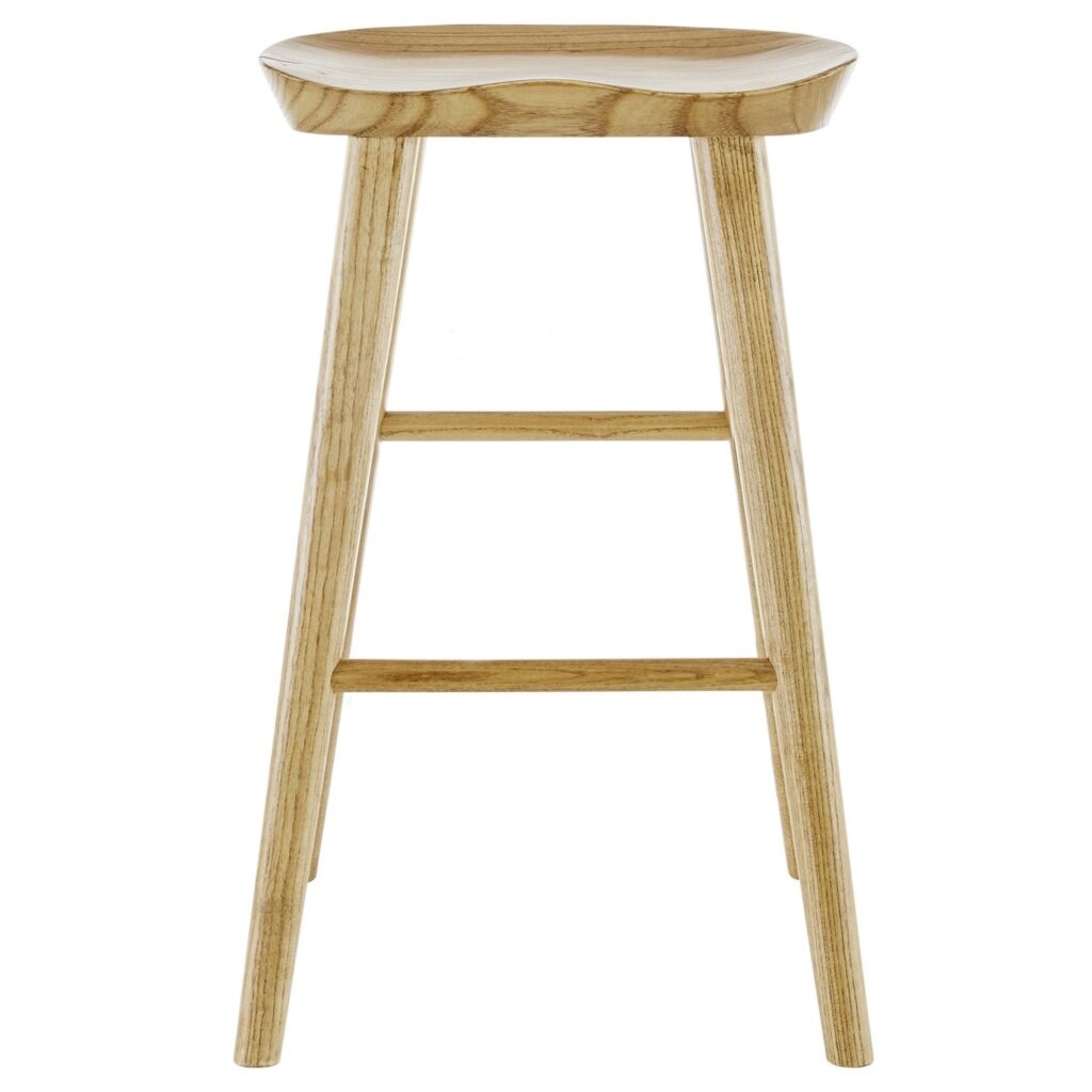30″ Light Natural Brown Solid Wood Bar Stool