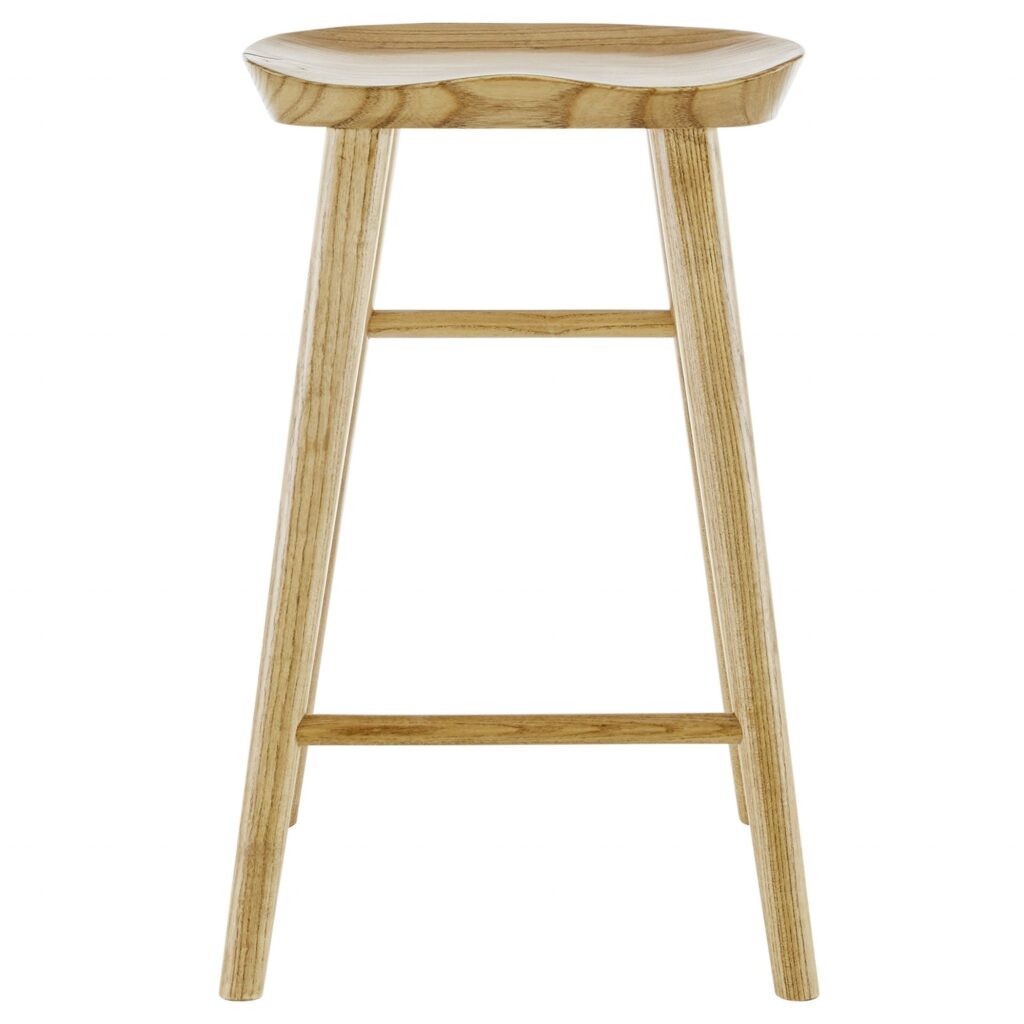 26″ Light Natural Brown Solid Wood Counter Stool