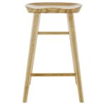 26″ Light Natural Brown Solid Wood Counter Stool