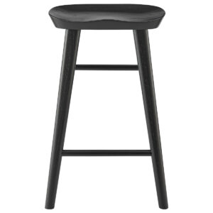 Set of Two Modern Carmel Faux Leather Bar Stools with Low Back