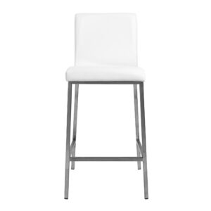 Set of Two Light Brown Faux Leather and Fabric Counter Stools