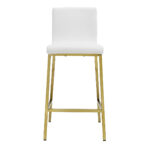 Set of Two Gray Faux leather and Gold Bar Stools