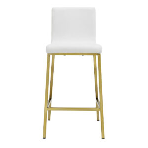 Set of Two Light Brown Faux Leather and Fabric Counter Stools