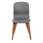 Set of Two Gray Faux Leather and Walnut Dining or Side Chairs