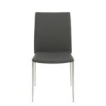 Set of Two Gray Faux Faux Leather Steel Stacking Chairs