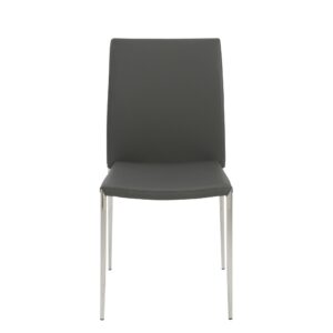 Natural Walnut and Black Faux Leather Metal Dining Chair