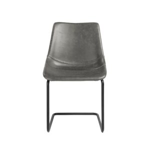 26" Mod Slate Grey Faux Leather Silver Finish Swivel Bar Stool