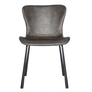 Set of Two Dark Brown and Gray Stainless Steel Chairs