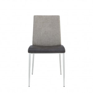 Set of Two Dark Brown and Gray Stainless Steel Chairs
