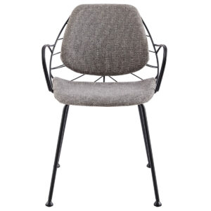 Set of Two Grey Velvet Tufted Dining Chairs