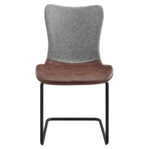 Set of Two Gray Faux Leather Wrapped Dining Chairs