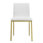 Set of Two Minimalist White Faux Faux Leather and Gold Chairs