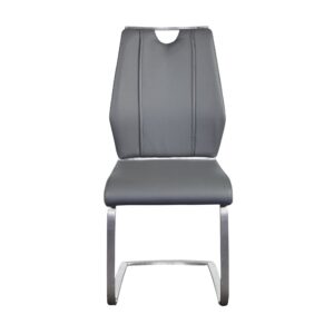 Set of Two Grey Velvet Tufted Dining Chairs