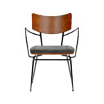 Set of Two Wood and Steel Armchairs