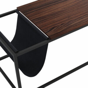 Modern Dark Gray Concrete and Black Metal Coffee Table